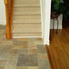 A newly carpeted staircase with beige carpet installed by A-1 Floor Coverings in Los Angeles, CA.