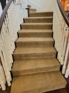 A clean, carpeted staircase, showcasing work by JP Carpet Cleaning Expert Floor Care in Granada Hills, CA