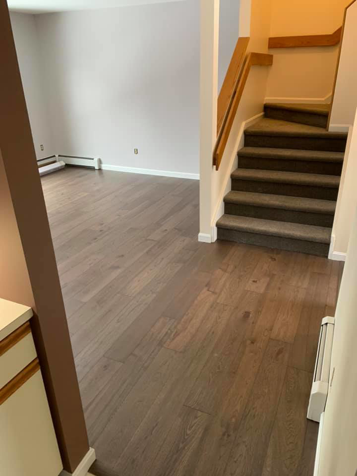 A beautifully carpeted staircase, a service provided by Country Floors, Inc in Plainfield, VT.