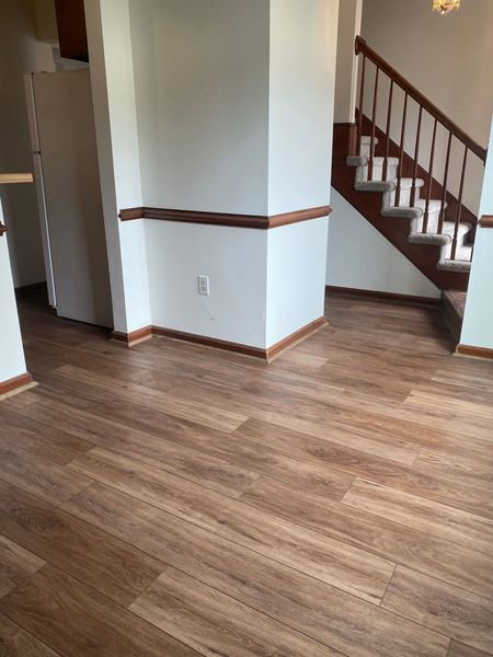 A newly installed carpeted staircase in a residential home by A-1 Floors in Fairfield, CA.