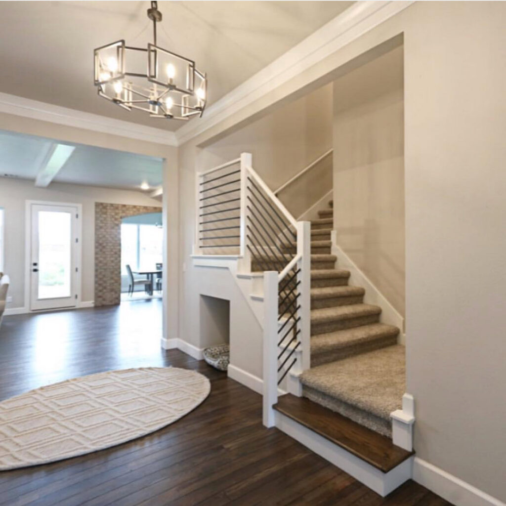 A beautifully installed carpeted staircase in a home by Superior Wood Floors & Tile, INC in Tulsa, OK