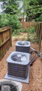 Two Carrier air conditioning units installed by Bob Woodall Air Care Systems in Dothan, AL.