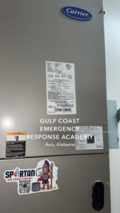 An indoor Carrier air handler unit installed by Spartan Air Conditioning in McIntosh, AL.