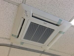 A ceiling cassette mini-split HVAC unit installed by Tom's Heating & Air Conditioning LLC in Lacey Township, NJ.