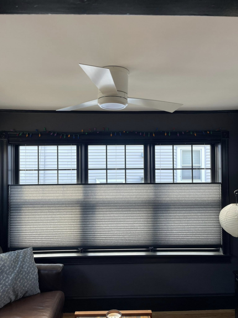 A modern ceiling fan installed by Richard A. Gibbons, a master electrician in Dracut, MA.