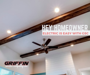 A modern ceiling fan and recessed lighting installed in a living space by Griffin Service Company in Tampa, FL