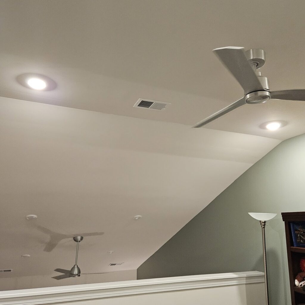 Ceiling fans and recessed lights installed by Fresh Start Electrical, LLC in Newport News, VA