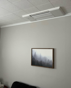 Ceiling-integrated HVAC unit installed by CC Mechanical in Portland, ME.