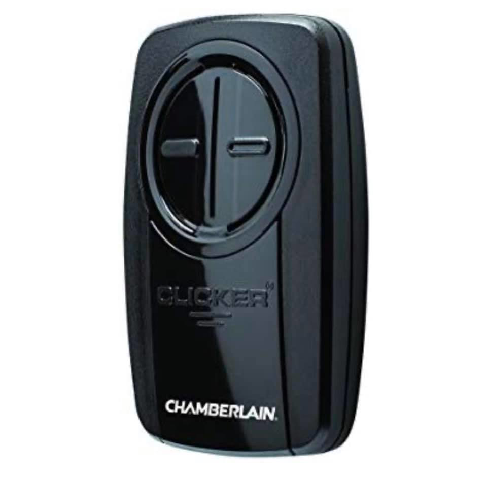 A black Chamberlain garage door opener remote control provided by Tulsa Garage Door Doctor LLC in Tulsa, OK