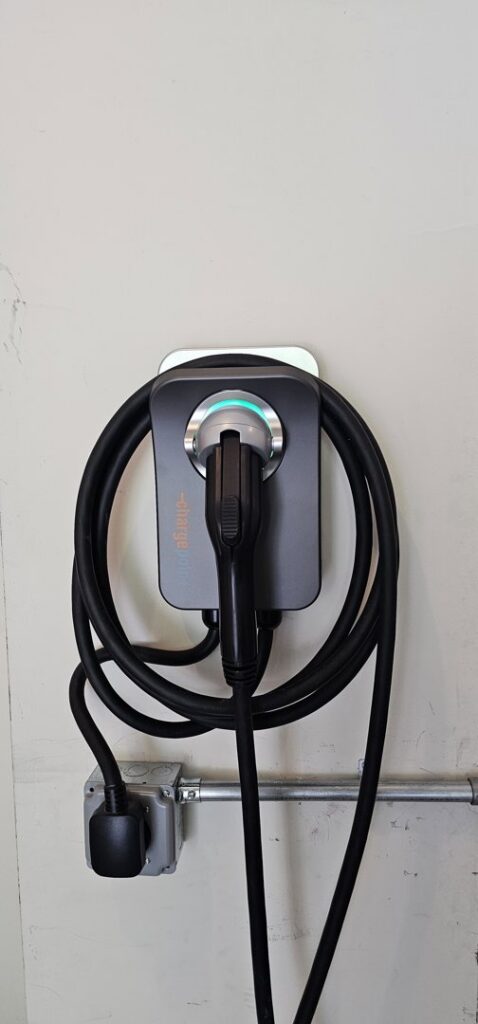 A ChargePoint EV charger professionally installed by Henelect Electrical Contractors in Milford, NJ.