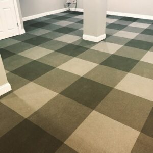 Checkered carpet tile flooring installed in a room by Chicago Floor Systems in Chicago, IL