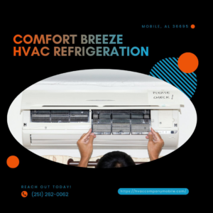 Hands checking the filters of an indoor mini-split AC unit by Comfort Breeze HVAC Refrigeration in Mobile, AL.