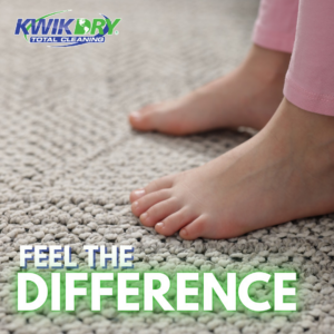 A child's bare feet on a freshly cleaned, soft carpet, showcasing the results from Reno Kwik Dry Total Cleaning in Sparks, NV.