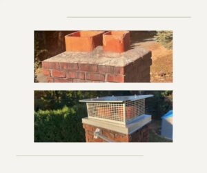 Before and after of chimney flue repair and new cap installation by Maximum Energy Savers in Philadelphia, PA