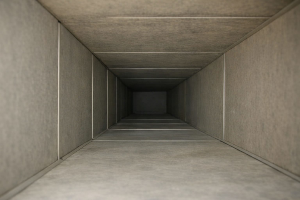 A clean and clear interior view of an air duct after service by JJ Duct Cleaning in Aurora, IL