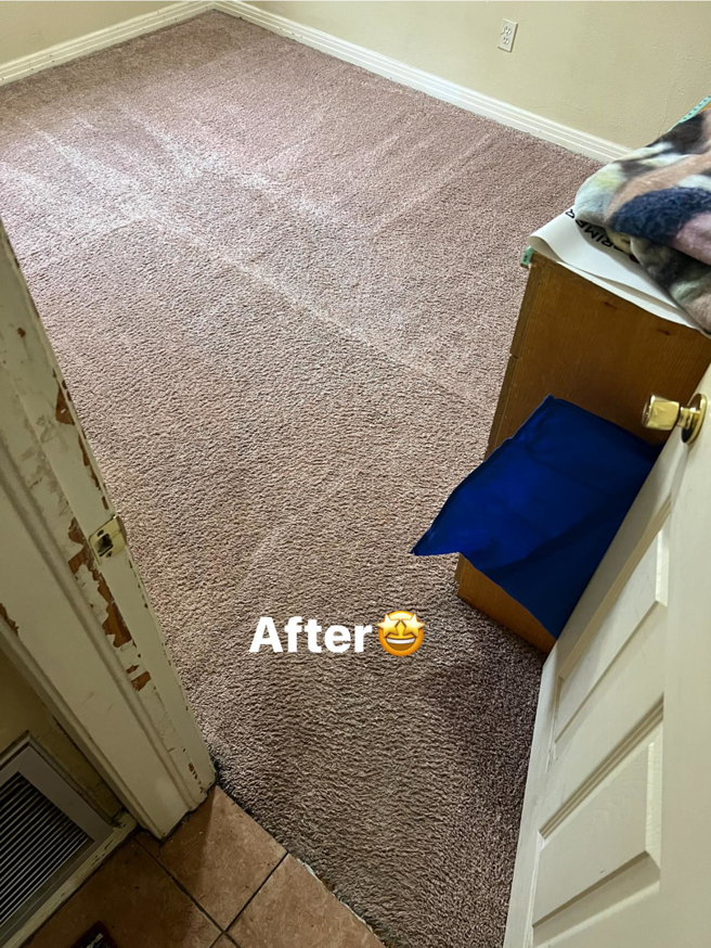 A clean bedroom carpet showing professional cleaning results from D&H Anytime Carpet Cleaning LLC in Mobile, AL.
