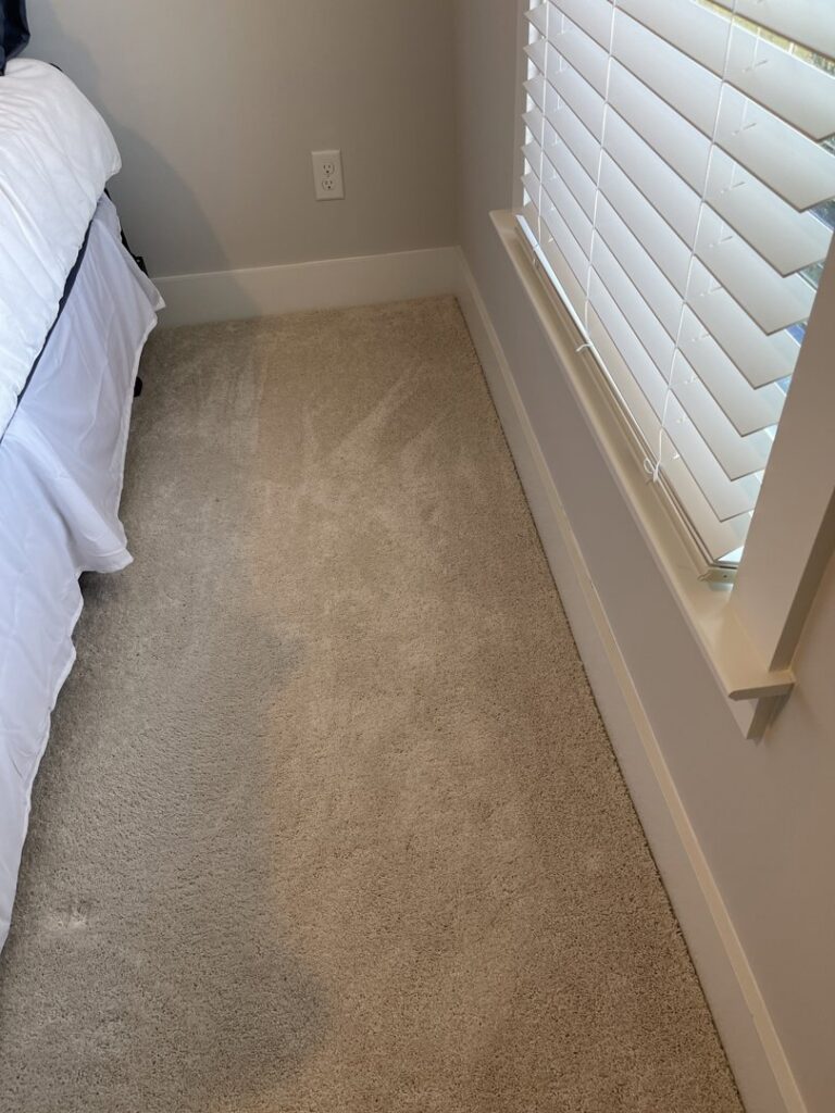 Clean bedroom carpet after professional service by American Pure Clean, LLC in Charleston, SC