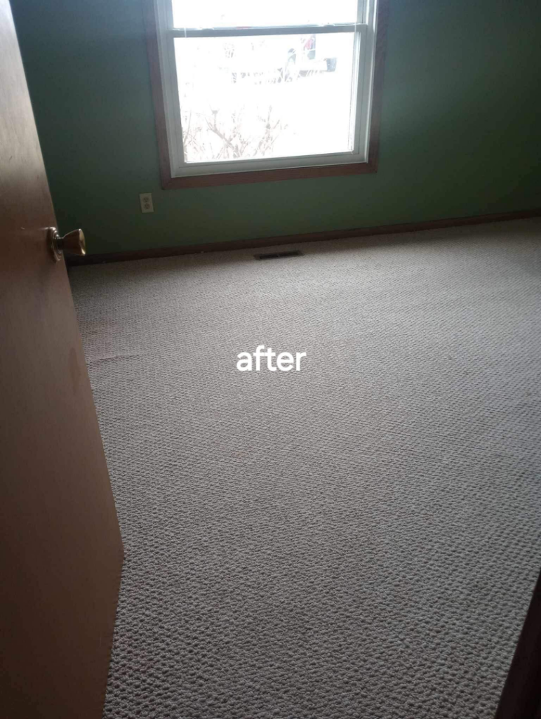 A clean bedroom carpet after professional steam cleaning service by B&L Steam Clean & Water Extraction LLC in Columbia, MO