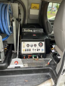 A freshly cleaned carpet in a bedroom after service by First Clean SC in North Charleston, SC.