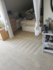 A freshly cleaned bedroom carpet with distinct patterns by Ramirez Carpet Cleaning in Sacramento, CA