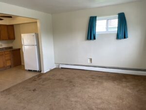 A clean brown carpet in a living area, showing fresh cleaning patterns after service by KANDE Carpet Cleaning in Pittsburgh, PA.
