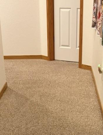 A clean, refreshed carpet in a hallway after professional cleaning by North Colorado Kwik Dry Total Cleaning in Johnstown, CO.