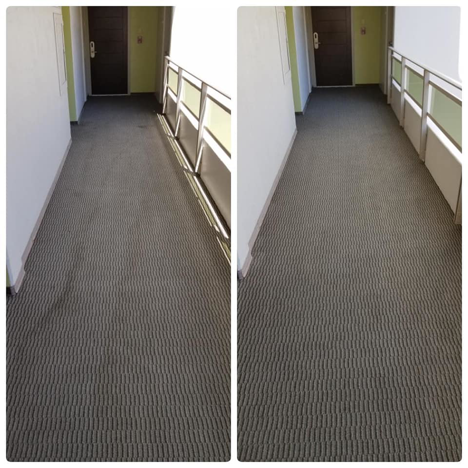 A clean carpeted hallway after professional cleaning by Gold Star Cleaning LLC in Rock Falls, IL