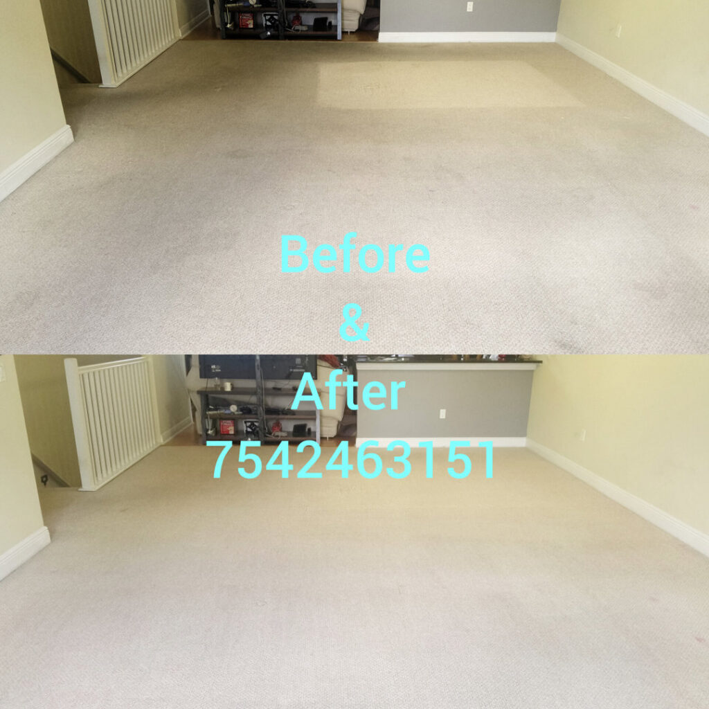 Impressive before and after results of carpet cleaning service by M&M Carpet & Tile Care in Cape Coral, FL