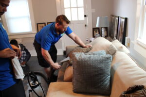 A clean carpet with fresh cleaning lines, demonstrating the thorough work of Sparky Carpet Cleaning in Baton Rouge, LA.