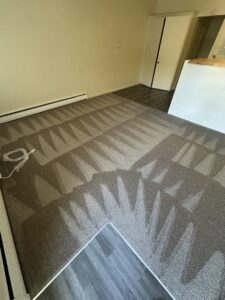 A professionally cleaned carpet displaying distinct patterns from LHB Clean Team's service in Harrisburg, PA.