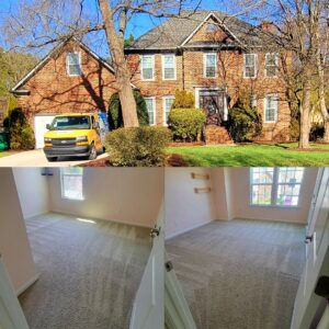 A freshly cleaned carpeted room after service by True Organic Carpet Cleaning in Charlotte, NC.