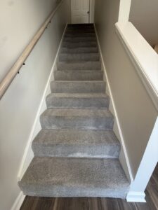 A freshly cleaned carpeted staircase by Pure Steam Carpet Cleaning in Nashville, TN