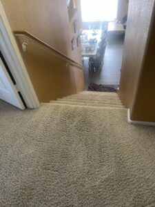 Freshly cleaned carpeted stairs after service by Arizona Steamers Carpet Care in Phoenix, AZ.
