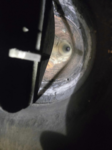 An inside view of a clean chimney flue, likely after an inspection or sweep by Griep Enterprises in Machesney Park, IL.