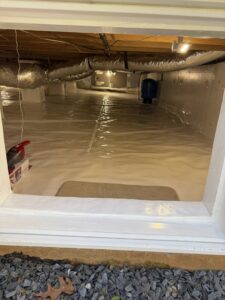 A view into a clean, encapsulated crawlspace, showing completed work by Central Virginia Exterminating & Crawlspace Solutions in Dillwyn, VA.