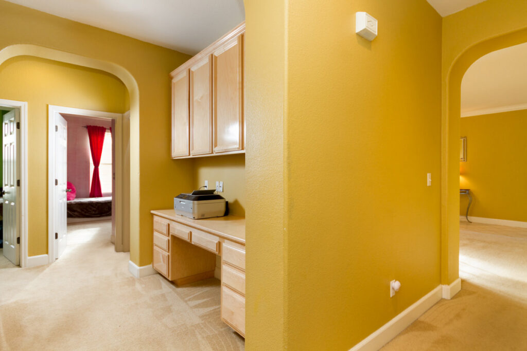 A clean, light-colored carpet in a residential hallway, professionally maintained by Hillsboro Carpet Cleaning in Hillsboro, OR.