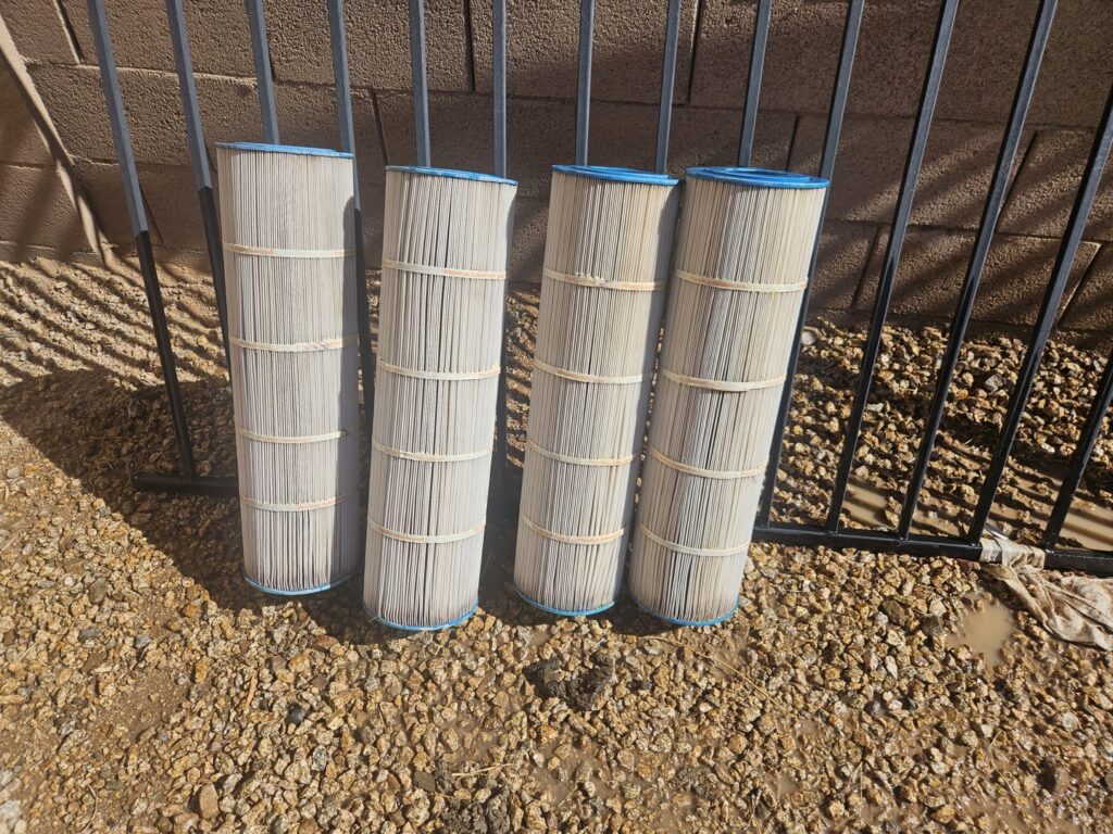 Clean pool filter cartridges ready for installation by Vanguard Pool Care in Phoenix, AZ