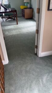 A freshly cleaned residential carpet in a room, showcasing the quality service of Super Duper Carpet & Duct Cleaning in Pittsburgh, PA.