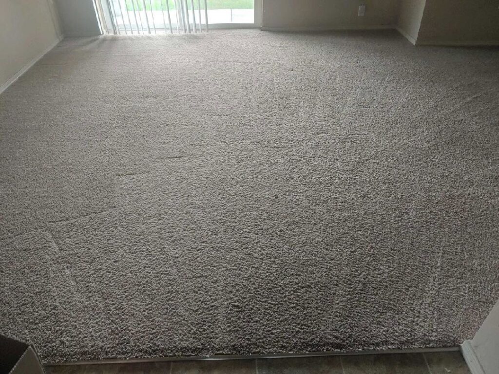 A spacious room with clean, light wall-to-wall carpet, reflecting quality installation or cleaning by Clean Sweep Services in Summerville, SC.