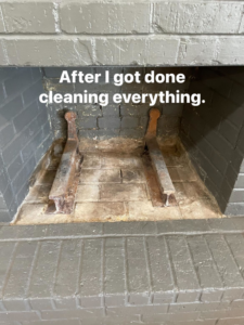 A thoroughly cleaned fireplace after a professional chimney sweep service by Southern Chimney and Duct Clean in Monroe, LA.