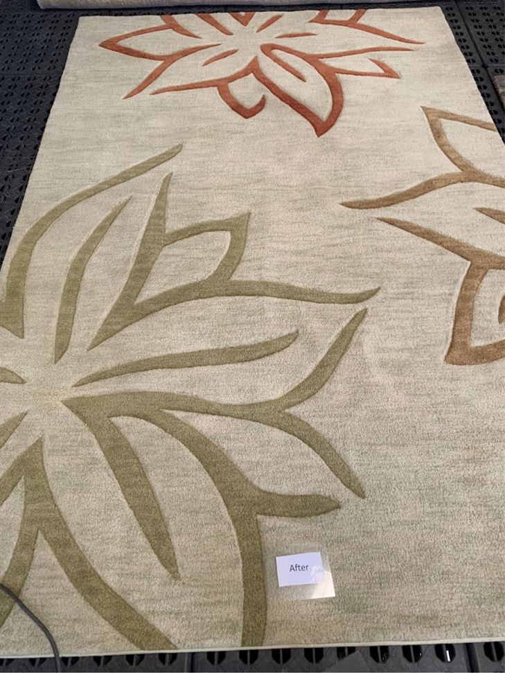 A freshly cleaned modern floral rug by Oriental Rug Cleaning Plant Jacksonville, FL