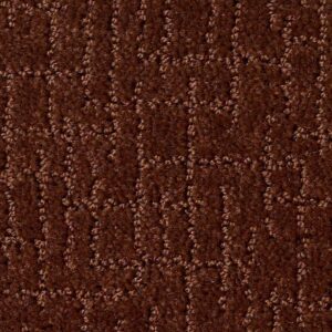 A detailed close-up of a rich brown patterned carpet texture available at Sy's Discount Carpets in Los Angeles, CA