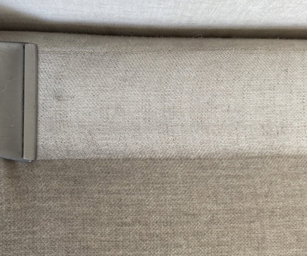 Close-up of carpet cleaning in progress, showing a distinct line between dirty and freshly cleaned carpet by Sunrise Chem-Dry in Glendale, AZ.