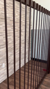 A close-up view of interior metal fencing installed by Hirschi Iron, a contractor in North Las Vegas, NV.