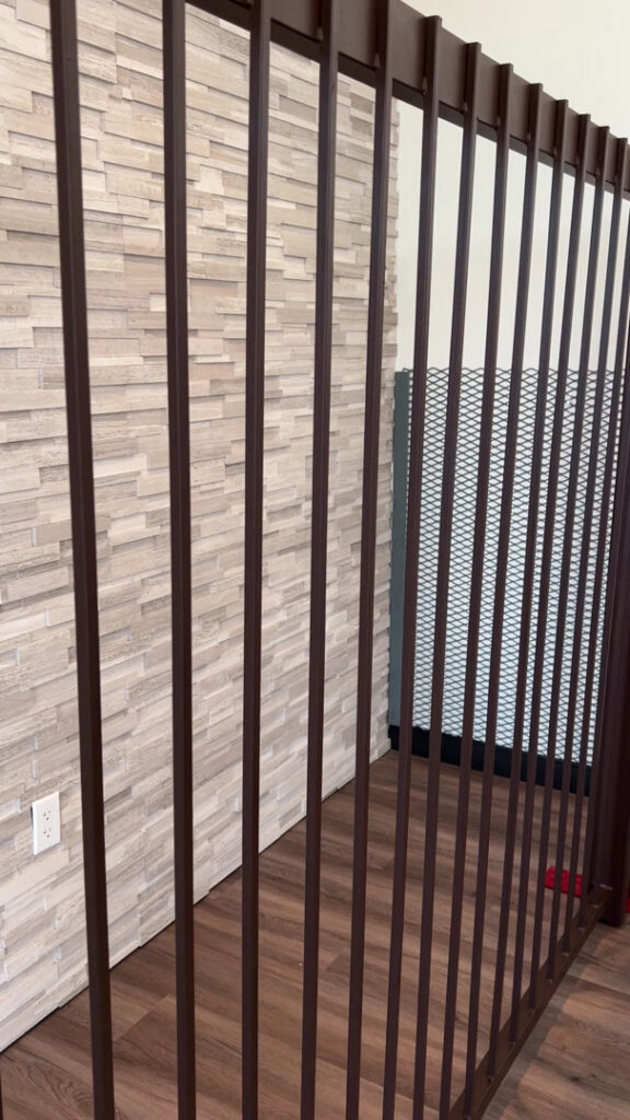 A close-up view of interior metal fencing installed by Hirschi Iron, a contractor in North Las Vegas, NV.