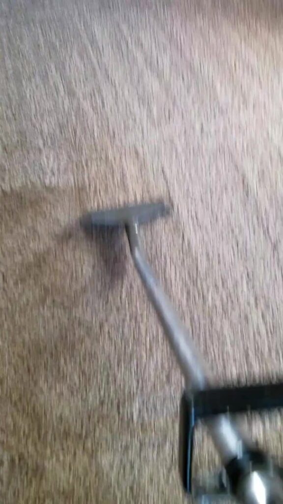 A close-up view of a carpet cleaning wand in action on a light-colored carpet, performed by All-Star Carpet Cleaning in Dallas, TX.