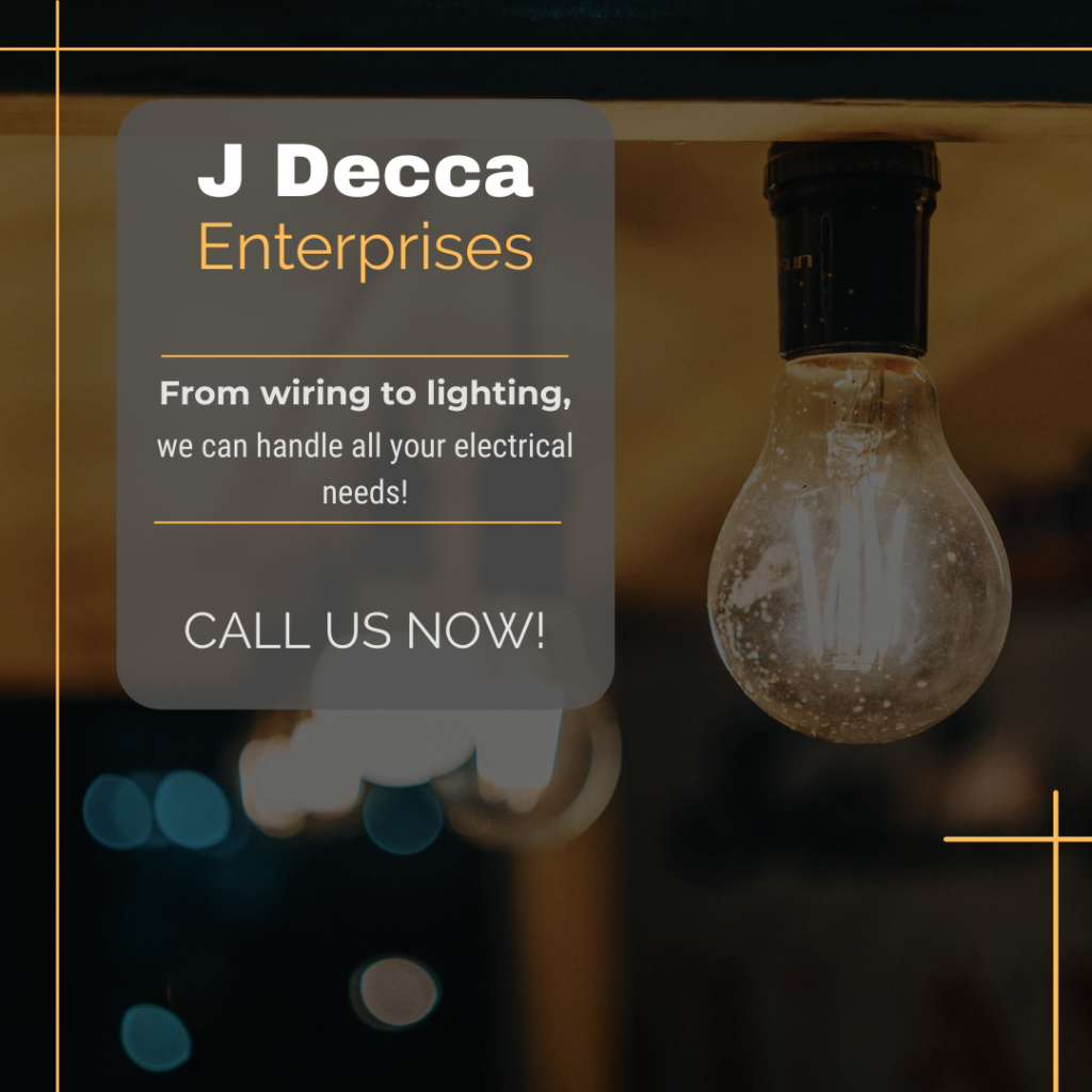 A close-up of an incandescent light bulb representing electrical lighting services at J Decca Enterprises in Mesa, AZ.