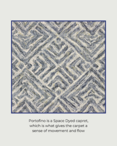 A close-up of a patterned Portofino carpet sample from Bonsai Flooring in Spanish Fork, UT.