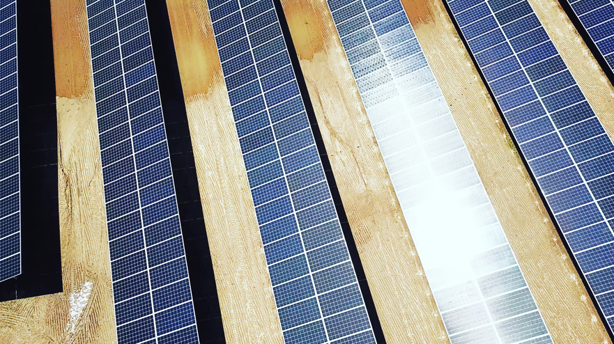 A close-up view of rows of solar panels installed by Altec Building Systems in Point Pleasant, NJ.