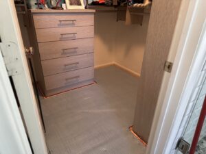 Carpet underlayment installed in a closet, part of a carpet job by Floors by Aldaba LLC in North Las Vegas, NV.